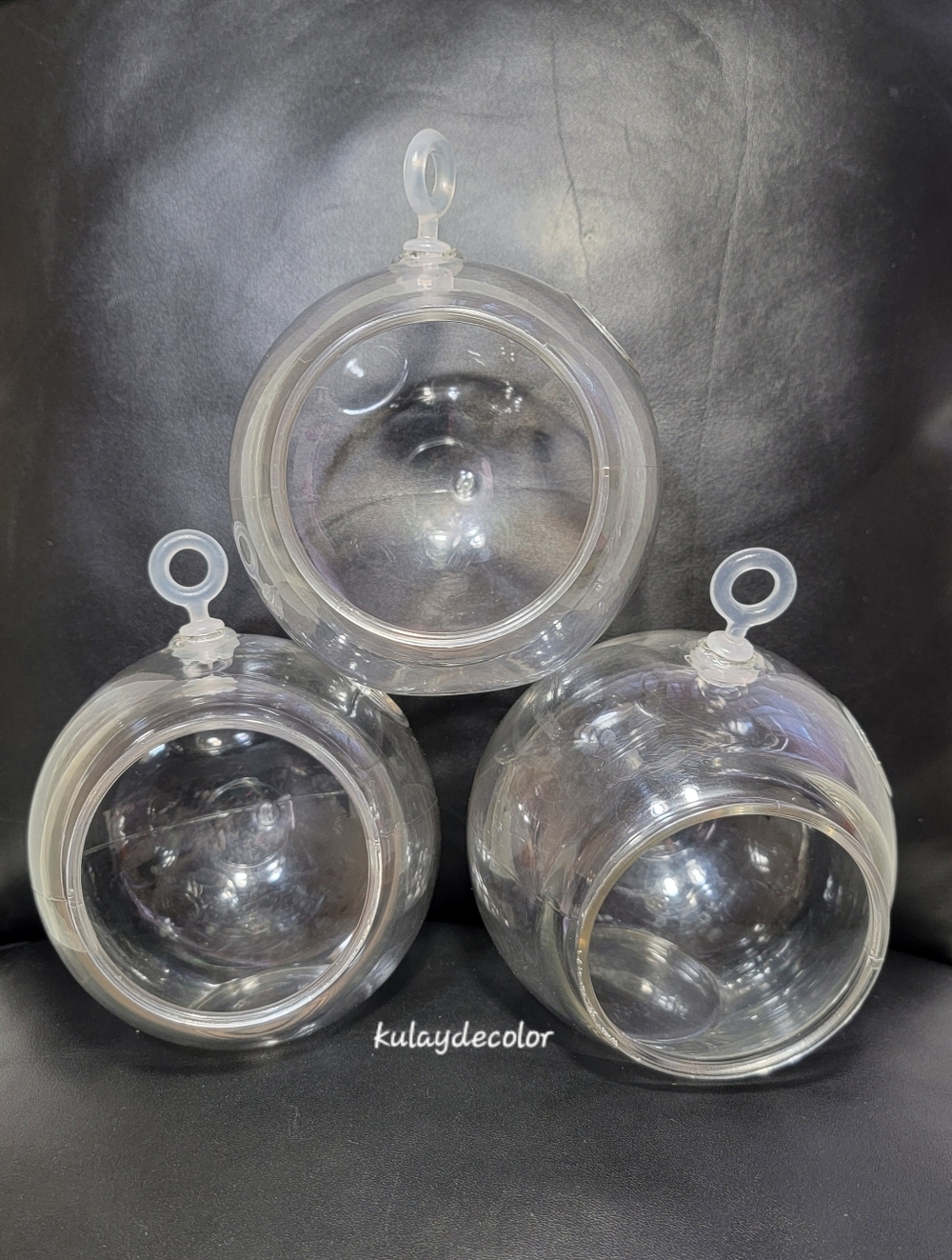 Set of 3 Hanging Globe Terrarium Acrylic Air Plant Holders Clear Plastic Orbs